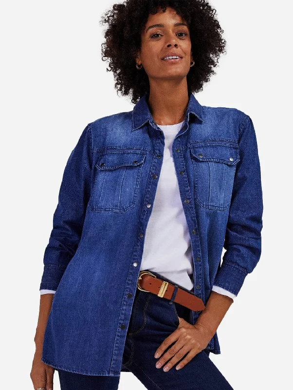 Daeme Organic Cotton Denim Shirt | Washed Indigo