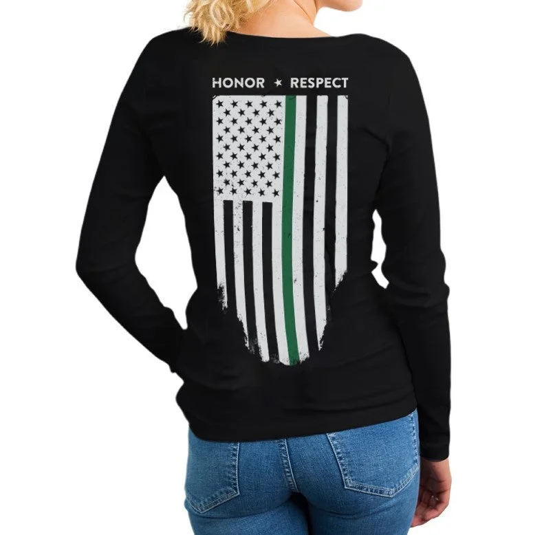 Women's Long Sleeve Shirt - Honor/Respect, Thin Green Line