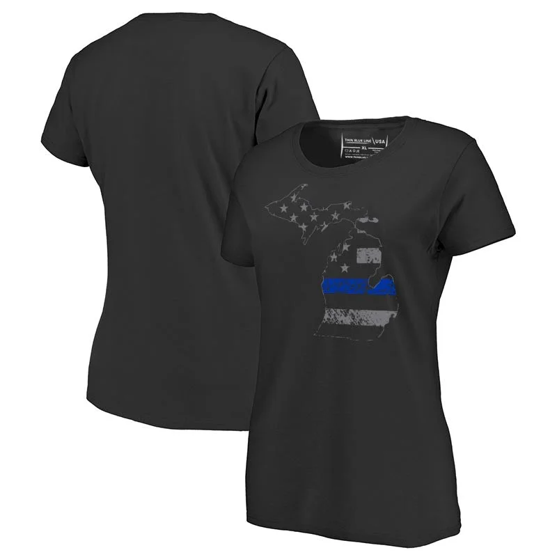 Women's Shirt - Thin Blue Line Michigan State Outline