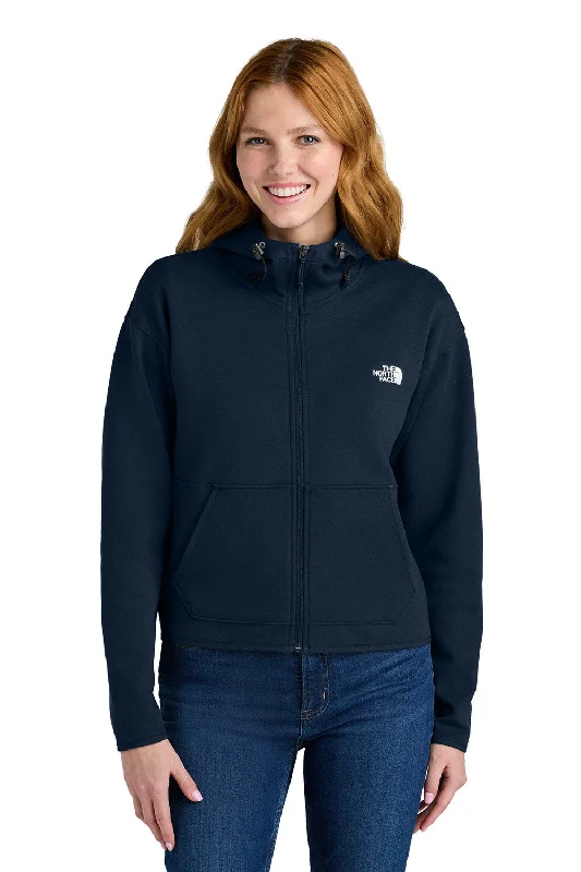 The North Face Womens Double Knit Full Zip Hooded Sweatshirt Hoodie w/ Pockets - Summit Navy Blue - New