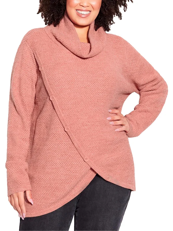 Plus Womens Cowl Hooded Pullover Sweater