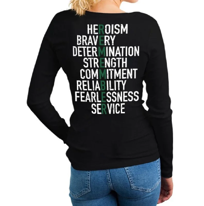 Women's Long-Sleeve T-Shirt - Remember, Thin Green Line - Military