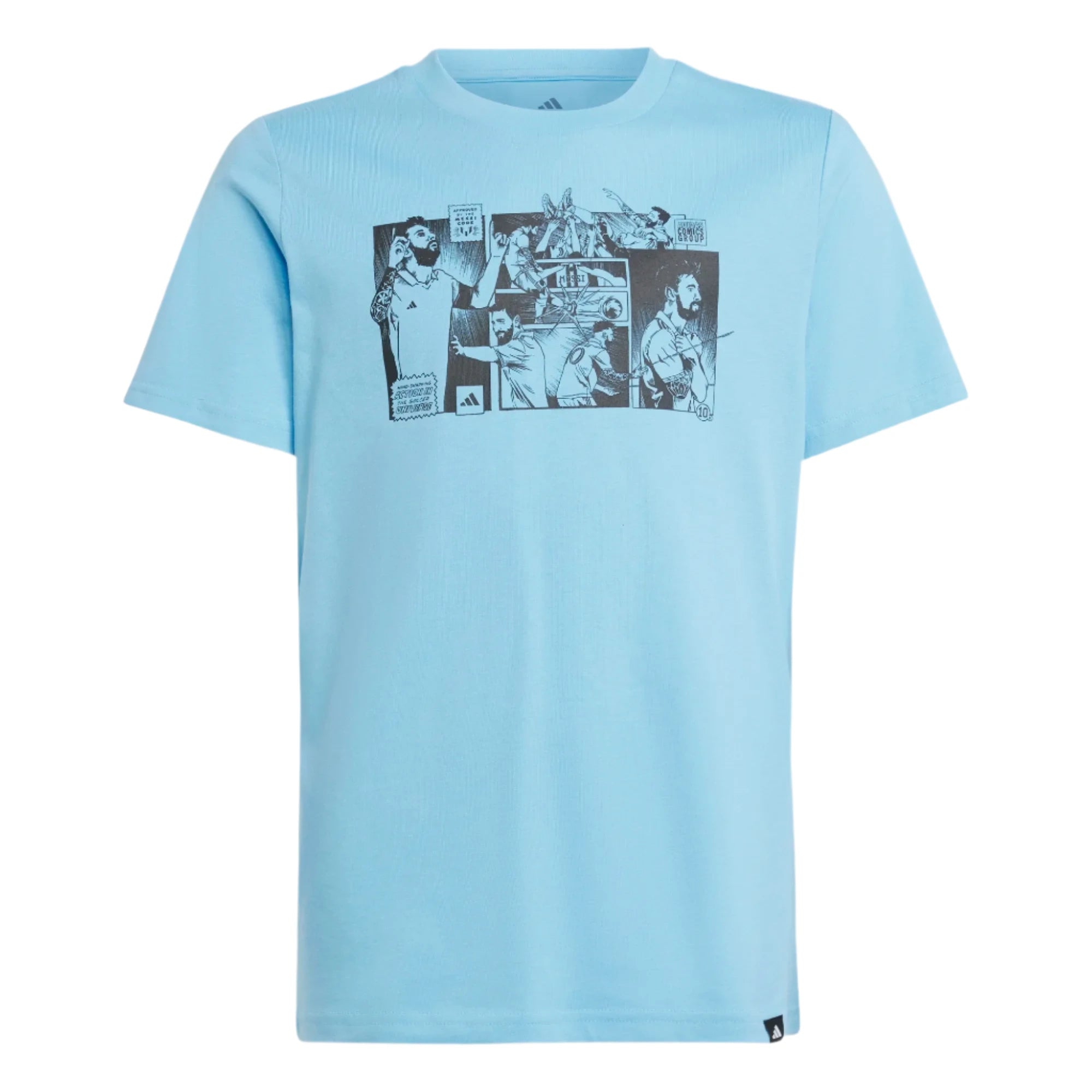 Adidas Youth Messi Graphic T-Shirt-Sky Blue