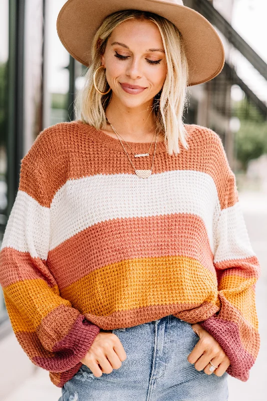 Be With You Brown Colorblock Sweater