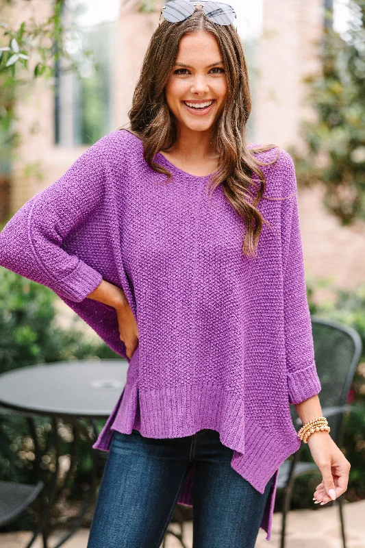 Don't Waste A Moment Purple Oversized Sweater