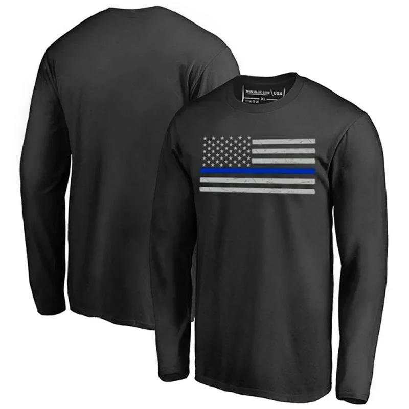 Athletic, Dry-Wicking, Polyester, Thin Blue Line Classic Long Sleeve Shirt