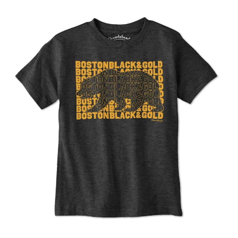 Boston Black & Gold Bear Knockout Youth T-Shirt