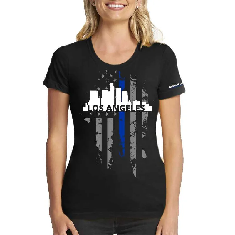 Women's T-Shirt, Thin Blue Line Los Angeles Skyline