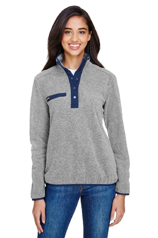 Dri Duck Womens Denali Mountain UPF 50+ Fleece Sweatshirt w/ Pocket - Platinum Grey