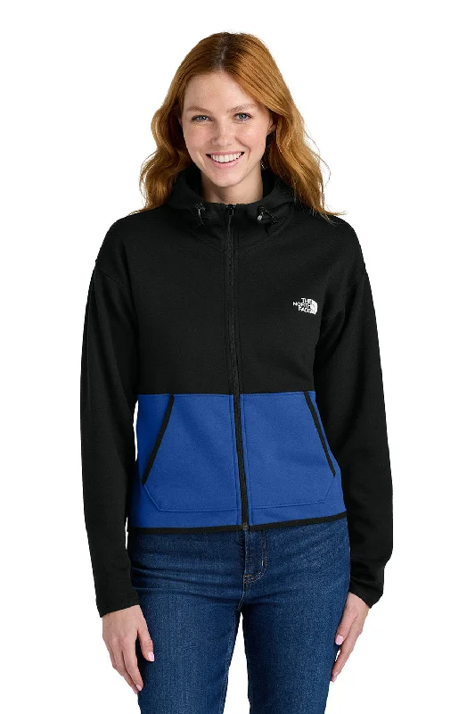 The North Face Womens Double Knit Full Zip Hooded Sweatshirt Hoodie w/ Pockets - Blue/Black - New