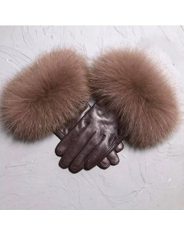 Fox Fur Sheepskin Genuine Leather Gloves