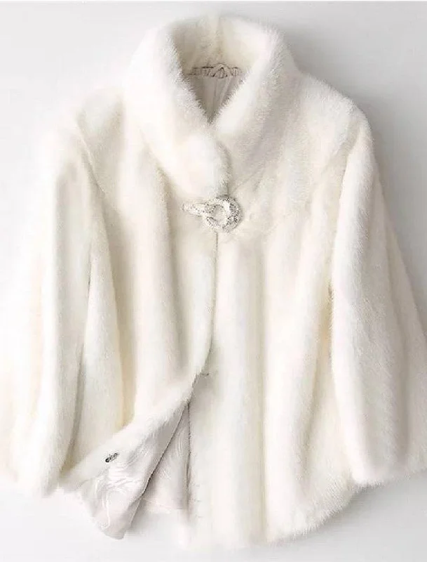 Genuine Russian Mink Fur Crystal Trimmed Coat