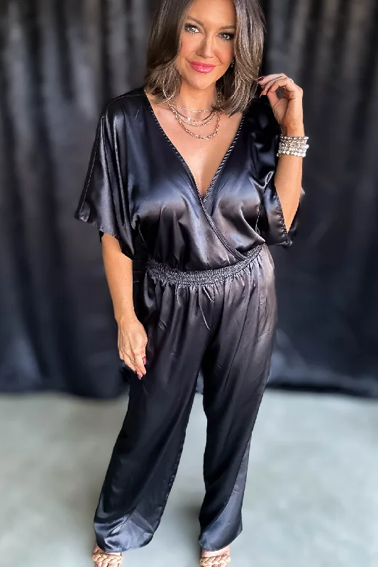 Black Holiday Satin Jumpsuit