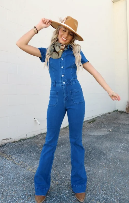 Denim Flare Jumpsuit