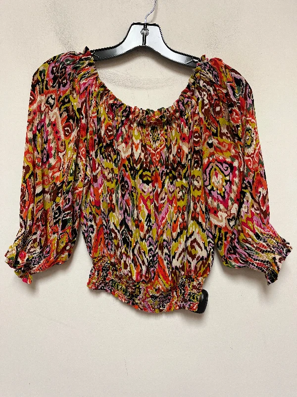 Top Short Sleeve By Christian Siriano In Multi-colored, Size: S