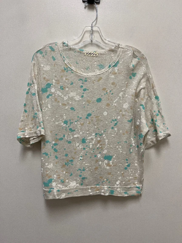 Top Short Sleeve By Ginger G In Cream & Green, Size: L