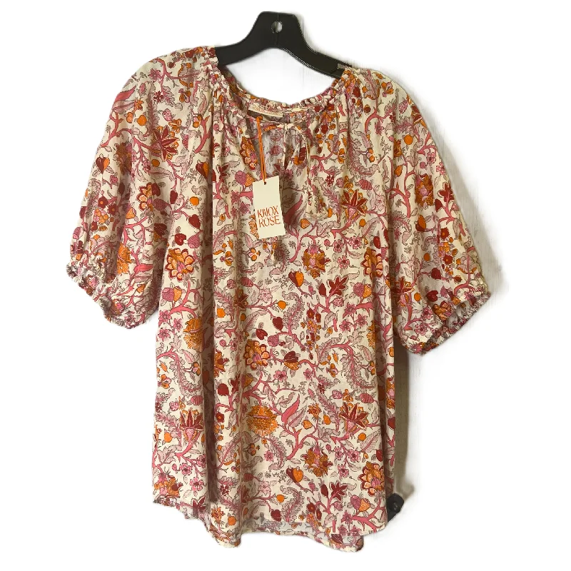 Top Short Sleeve By Knox Rose In Pink, Size: L