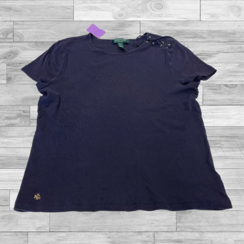 Top Short Sleeve By Lauren By Ralph Lauren In Navy, Size: Petite L