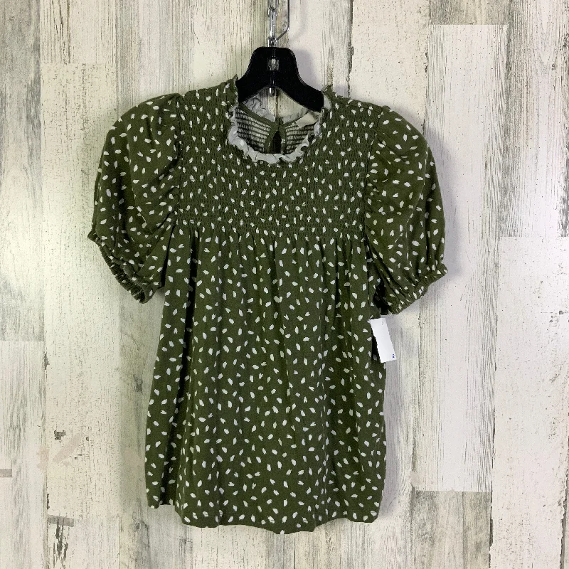 Top Short Sleeve By Loft In Green & White, Size: Xs