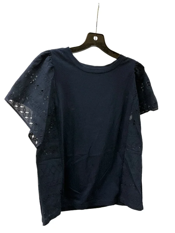 Top Short Sleeve By Loft In Navy, Size: M