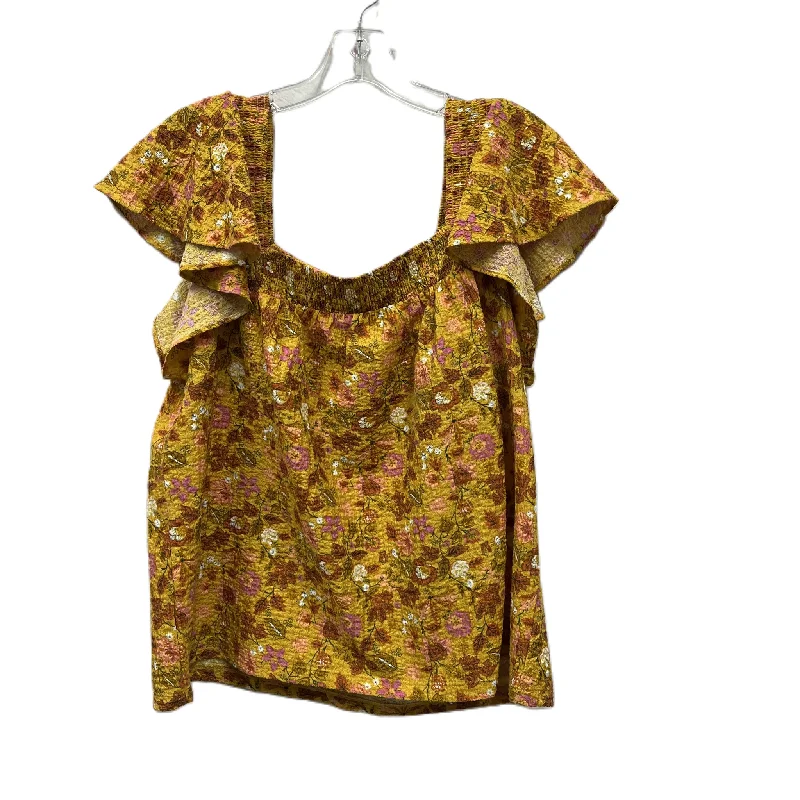 Top Short Sleeve By Loft In Yellow, Size: L