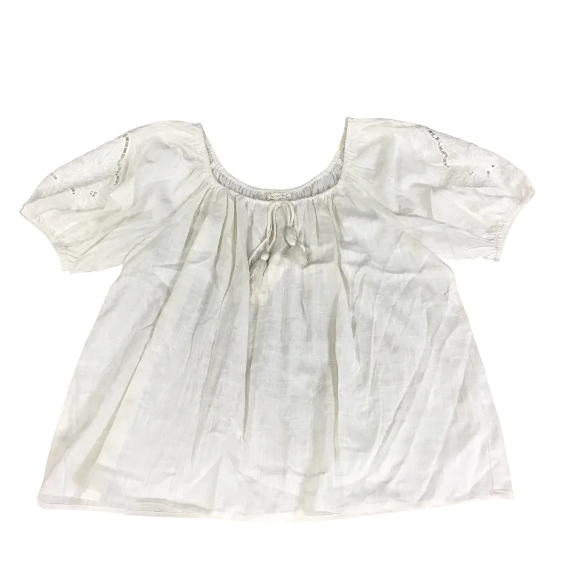 Top Short Sleeve By Love Stitch In Beige, Size: L