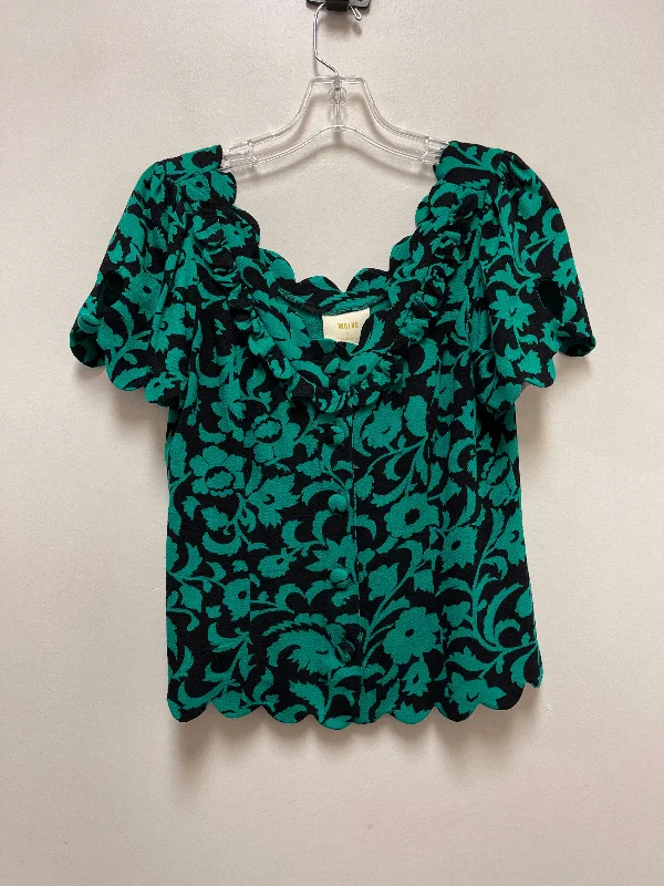 Top Short Sleeve By Maeve In Black & Green, Size: S