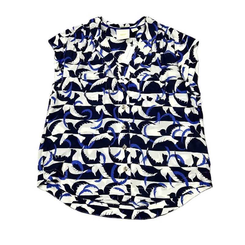 Top Short Sleeve By Maeve In Blue & White, Size: M