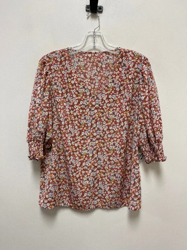 Top Short Sleeve By Shein In Floral Print, Size: Xl