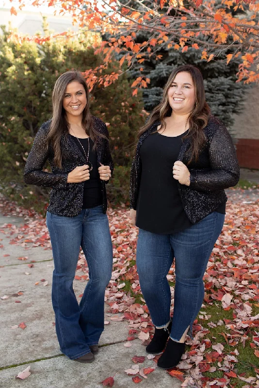 Black Sequin Stretch Blazer (SM-3X)