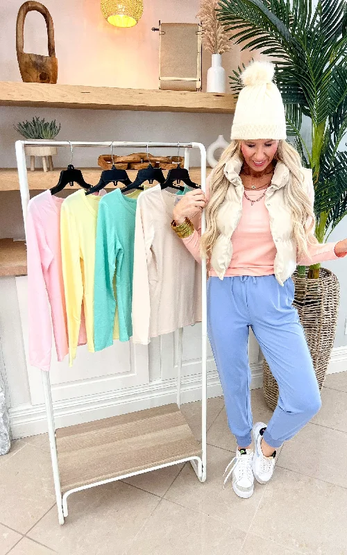 SALTY WAVE Hold Tight Long Sleeve Tops- Pastel*