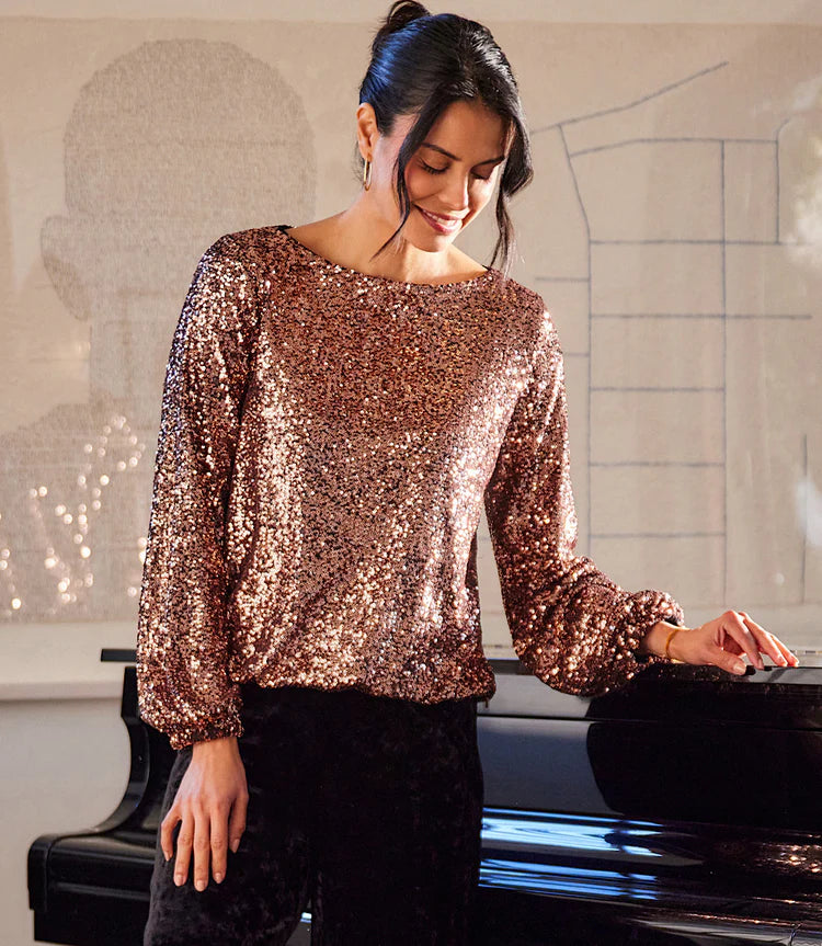 Sequin Boatneck Top