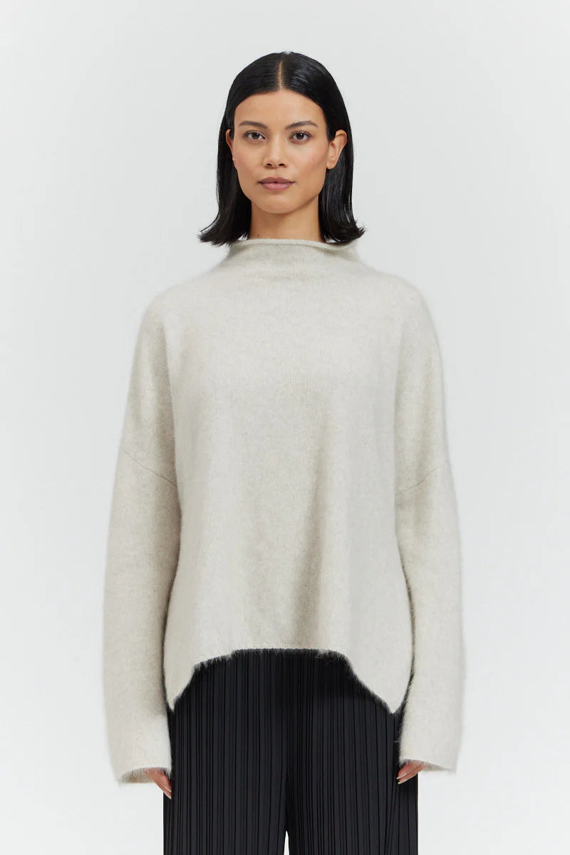 There Elsewhere Mock Neck Side Slit Sweater