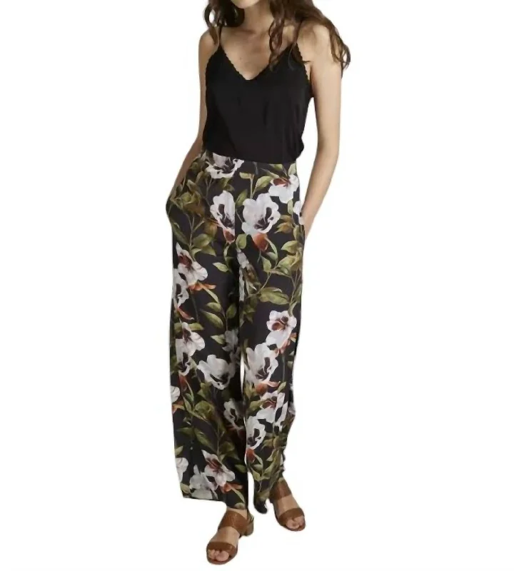 Bianca High Waist Pants In Black Floral