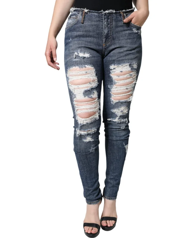 Dolce & Gabbana blue Cotton Stretch Tatte Skinny Women's Jeans