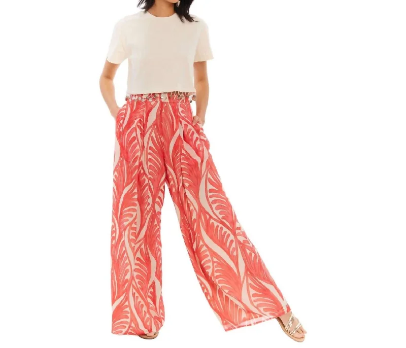 Dorit Wide Leg Pant In Coral Print