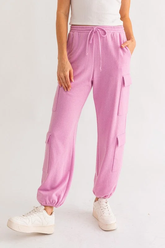 Pink Bliss Cargo Pocketed Jogger Pants - Final Sale