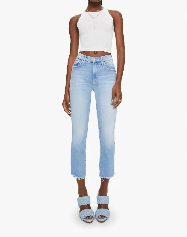 Insider Crop Step Fray Jeans In Bright Light Blue Wash