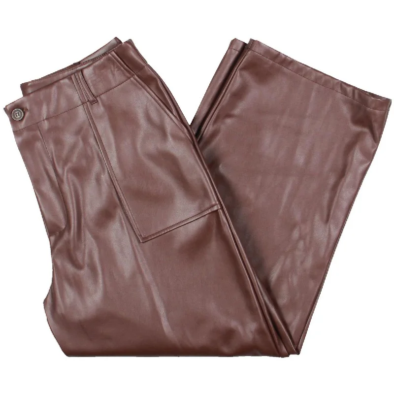 Pork Chop Womens Faux Leather Pockets Cropped Pants