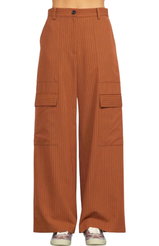 Tuscan Pinstripe Pants In Tan