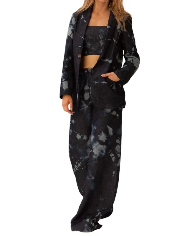 Wave Wide Leg Pants In Demon Tie-Dye